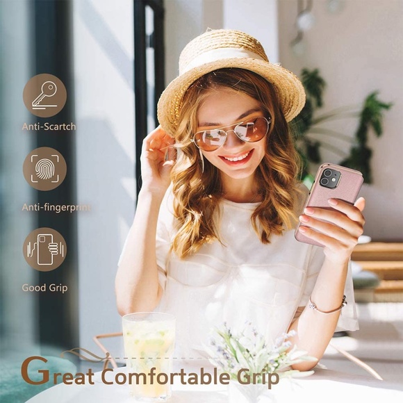 LOHASIC Pink Gold Premium Leather Slim Fit Classic Soft Grip iPhone 12 Mini Case - Picture 9 of 9